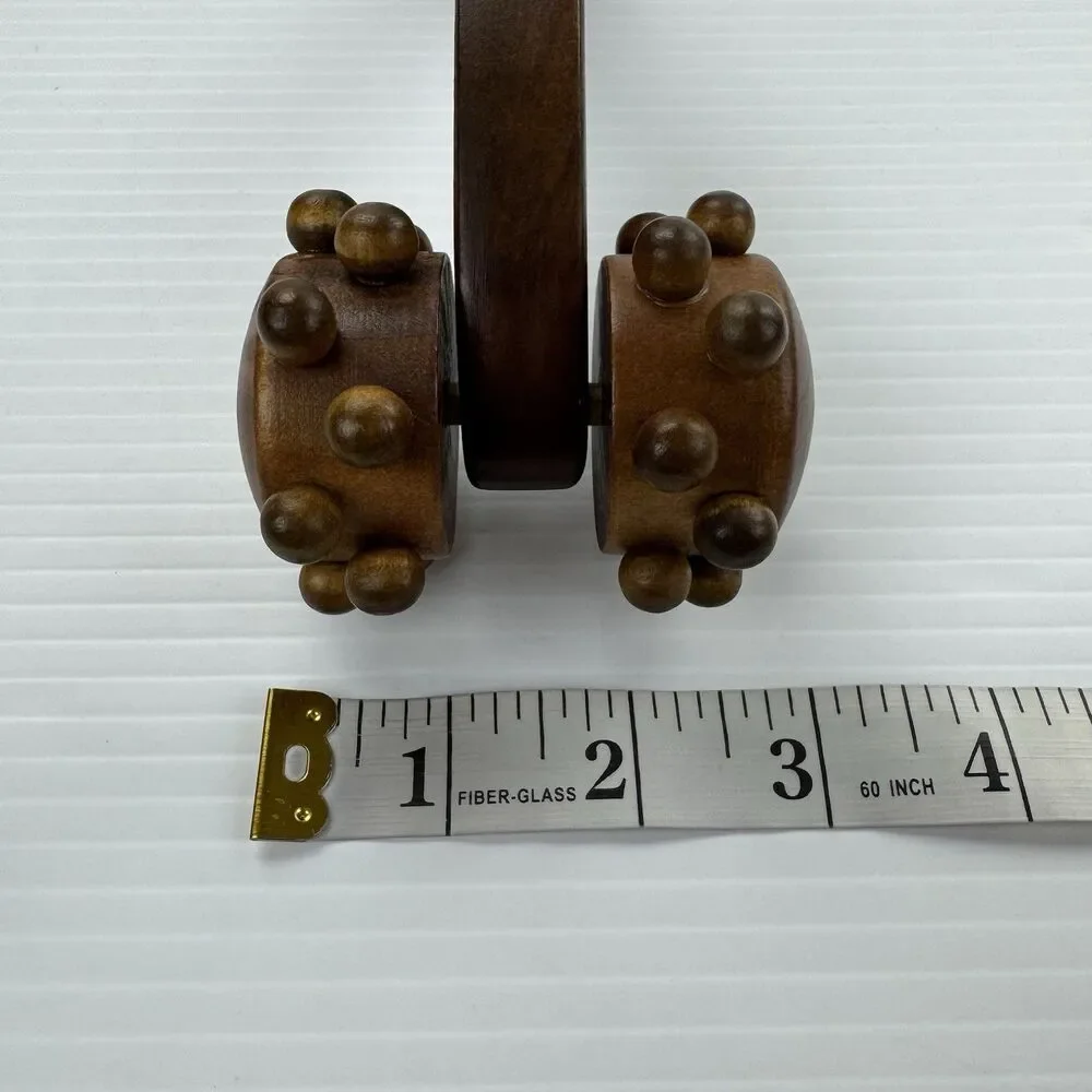 Pier 1 Wood Handheld Massage Roller Boho Retro Spa Tool Vintage Look